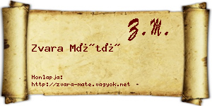 Zvara Máté névjegykártya